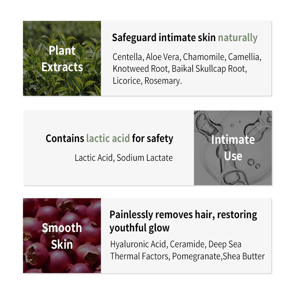 HH Moisture Boost Prebiotic Feminine Intimate Wash, 6.76 fl oz, Centella Soothing Hair Removal Cream, 1.7 fl oz