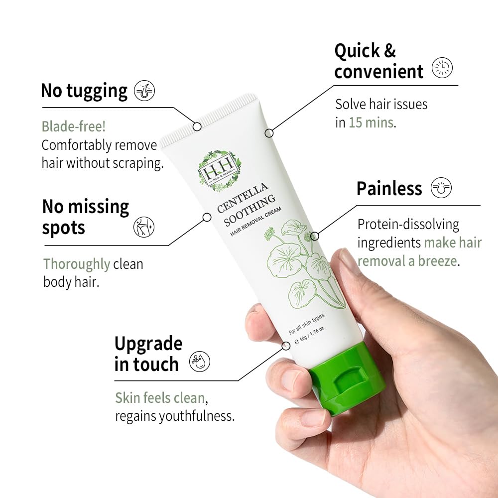 HH Moisture Boost Prebiotic Feminine Intimate Wash, 6.76 fl oz, Centella Soothing Hair Removal Cream, 1.7 fl oz