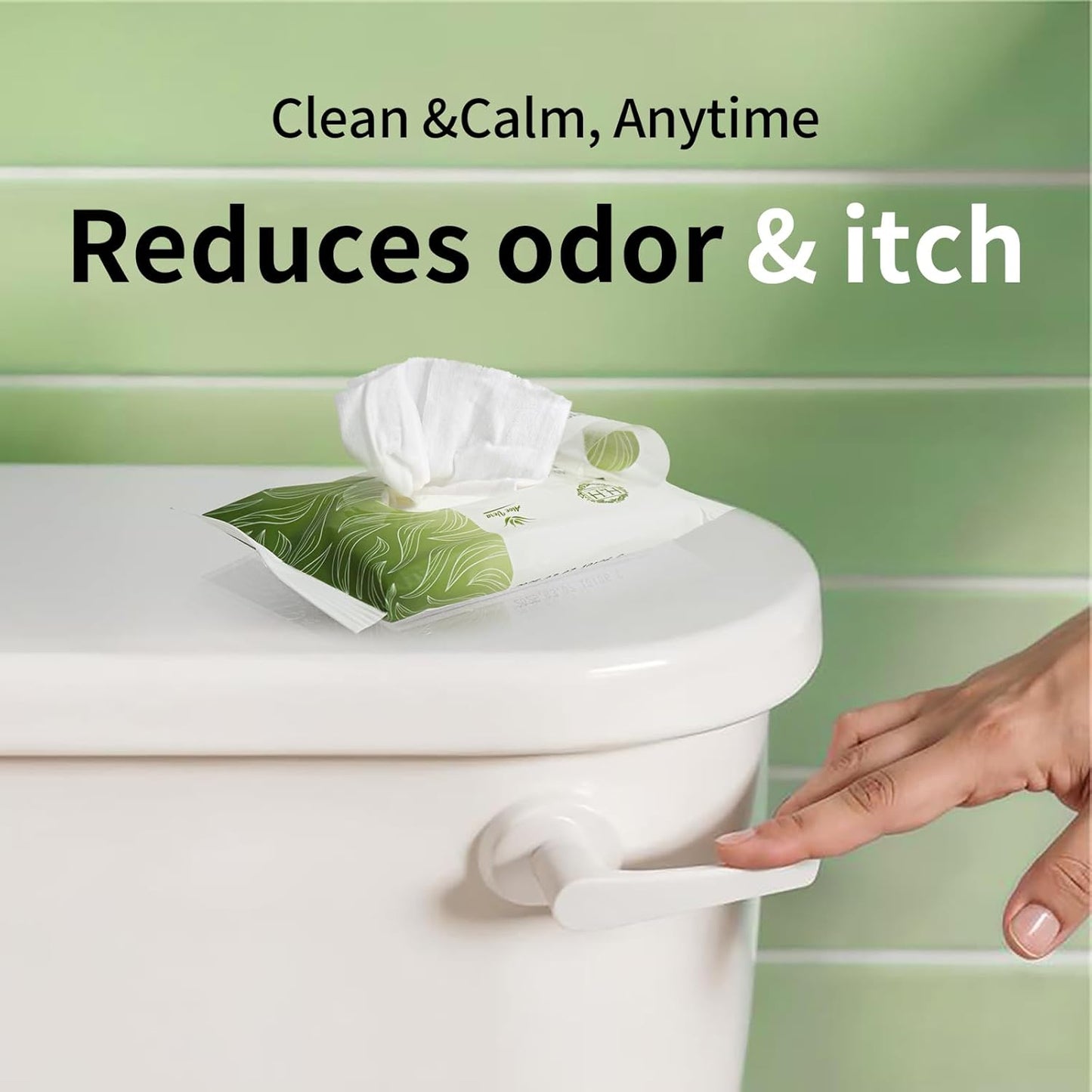 HH Feminine Wipes, Removes Odor, pH Balanced, Flushable Cleansing Wipes, Alcohol-Free - Unscented (10 Count, Pack of 5)