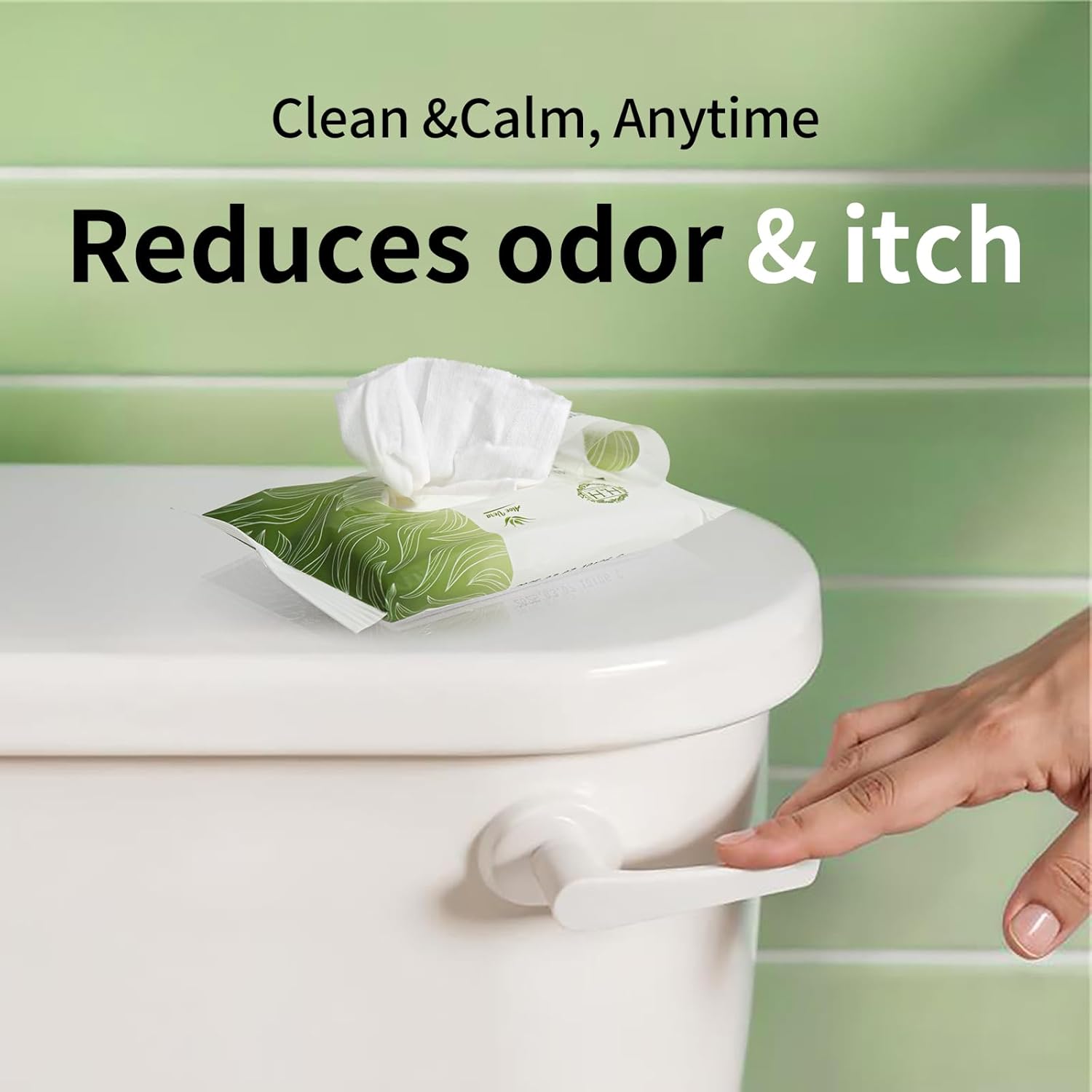 HH Feminine Wipes, Removes Odor, pH Balanced, Flushable Cleansing Wipes, Alcohol-Free - Unscented (10 Count, Pack of 5)