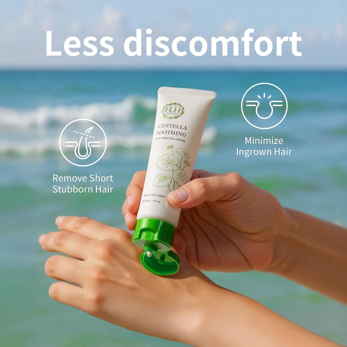 HH Herb&Health Intimate Hair Removal Cream for Women, Painless and Gentle, With Cica Extract, For Bikini and Sensitive Skin, Removes Short and Thick Hair