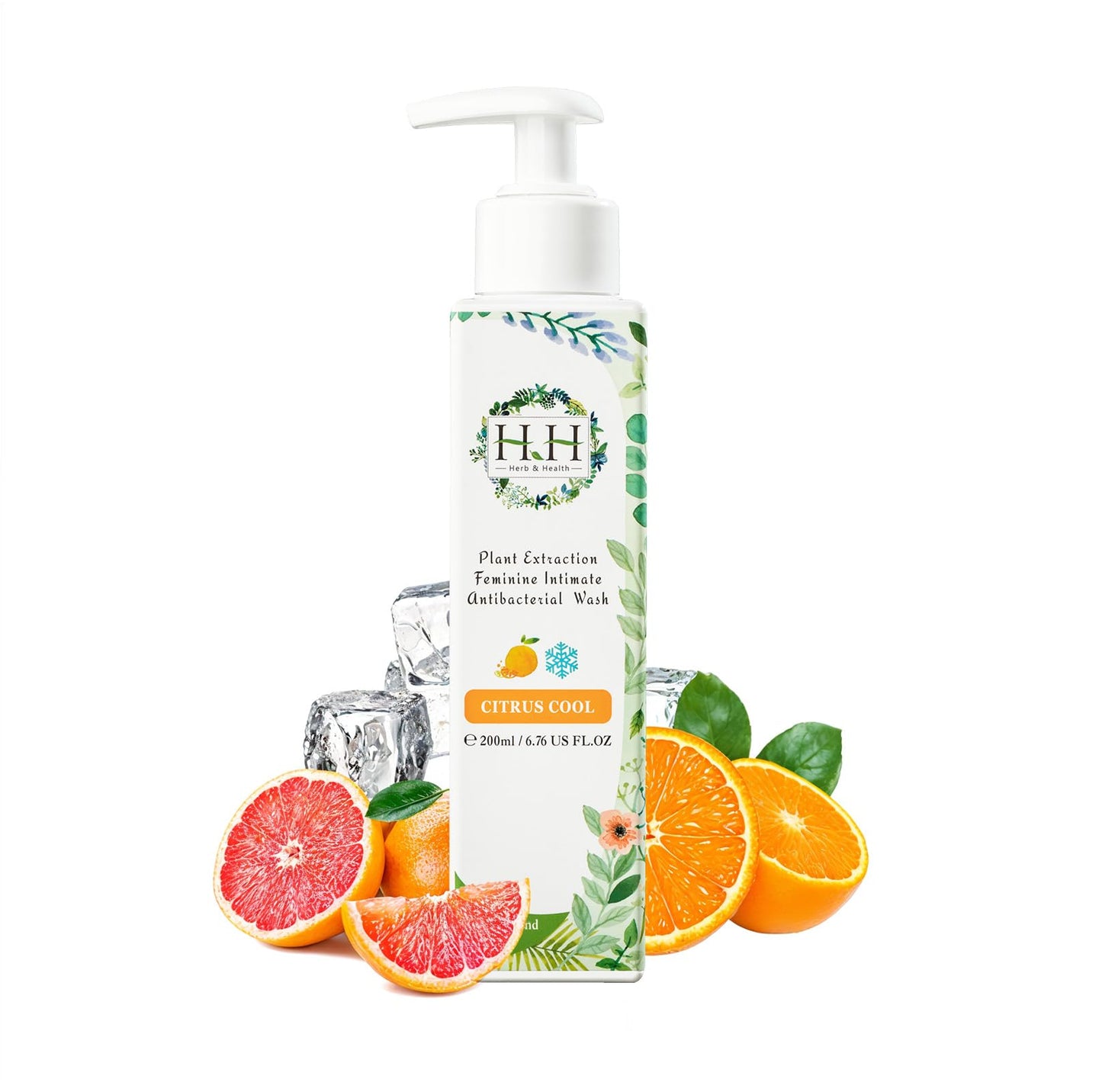 HH Herb & Health Feminine Wash for Women, pH3.6 Lactobacillus Cleanser with Botanical Extracts, Hydrating & Cooling Intimate Care for Odor Dryness and Itch, Sensitive Skin Safe, Fresh Floral Scent