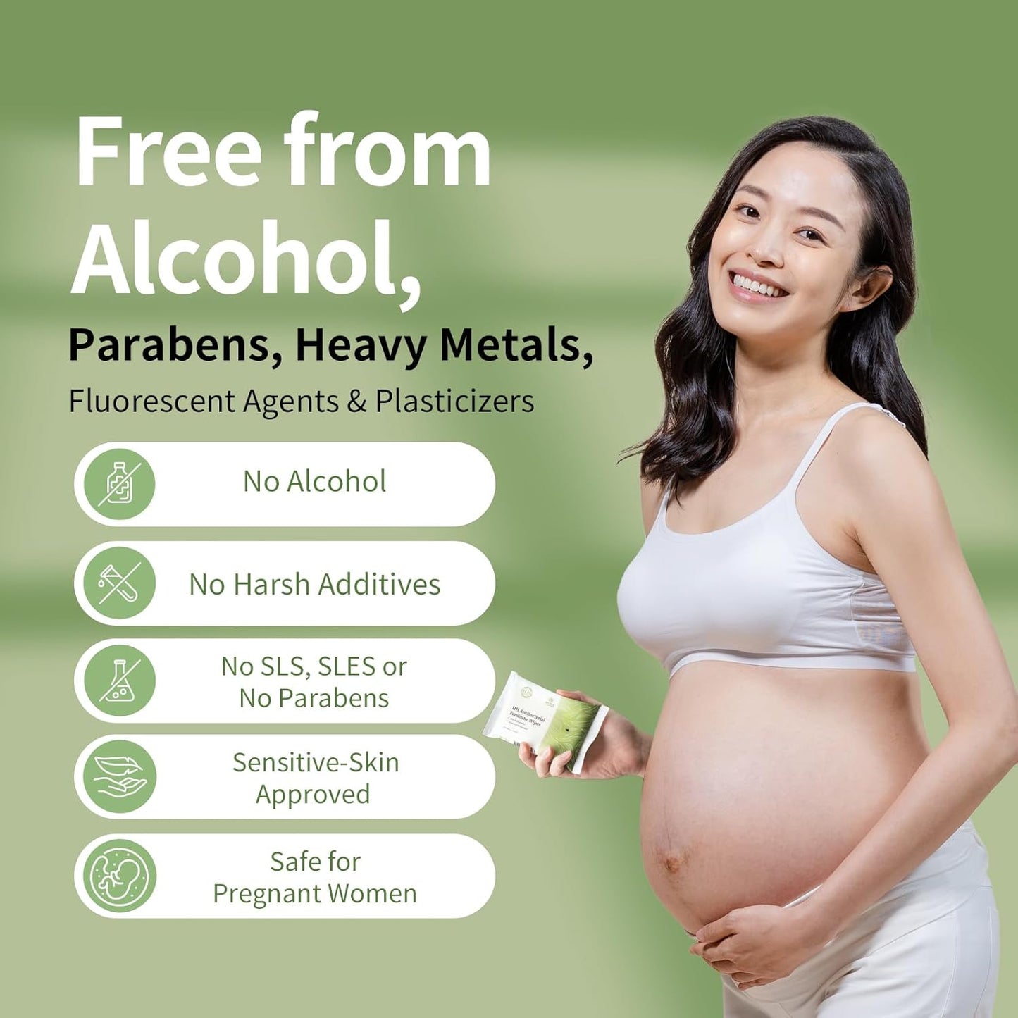 HH Feminine Wipes, Removes Odor, pH Balanced, Flushable Cleansing Wipes, Alcohol-Free - Unscented (10 Count, Pack of 5)