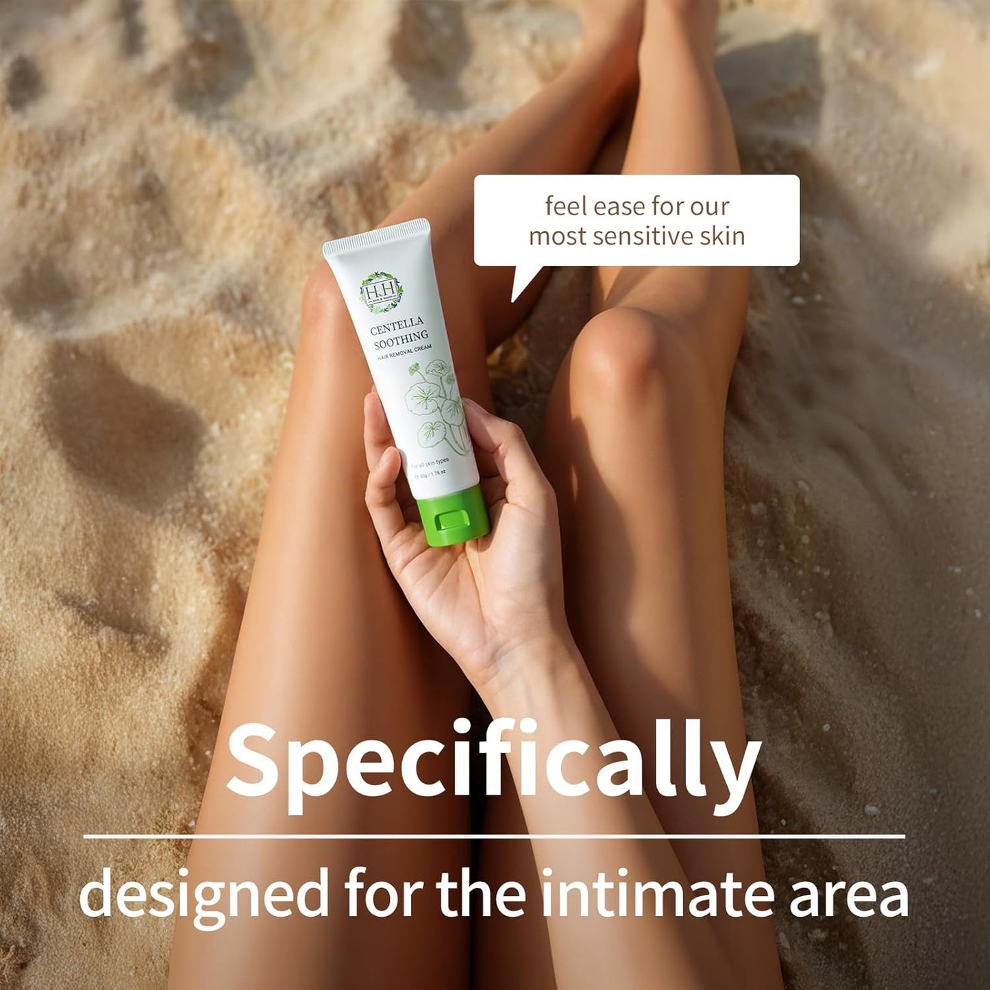 HH Herb&Health Intimate Hair Removal Cream for Women, Painless and Gentle, With Cica Extract, For Bikini and Sensitive Skin, Removes Short and Thick Hair
