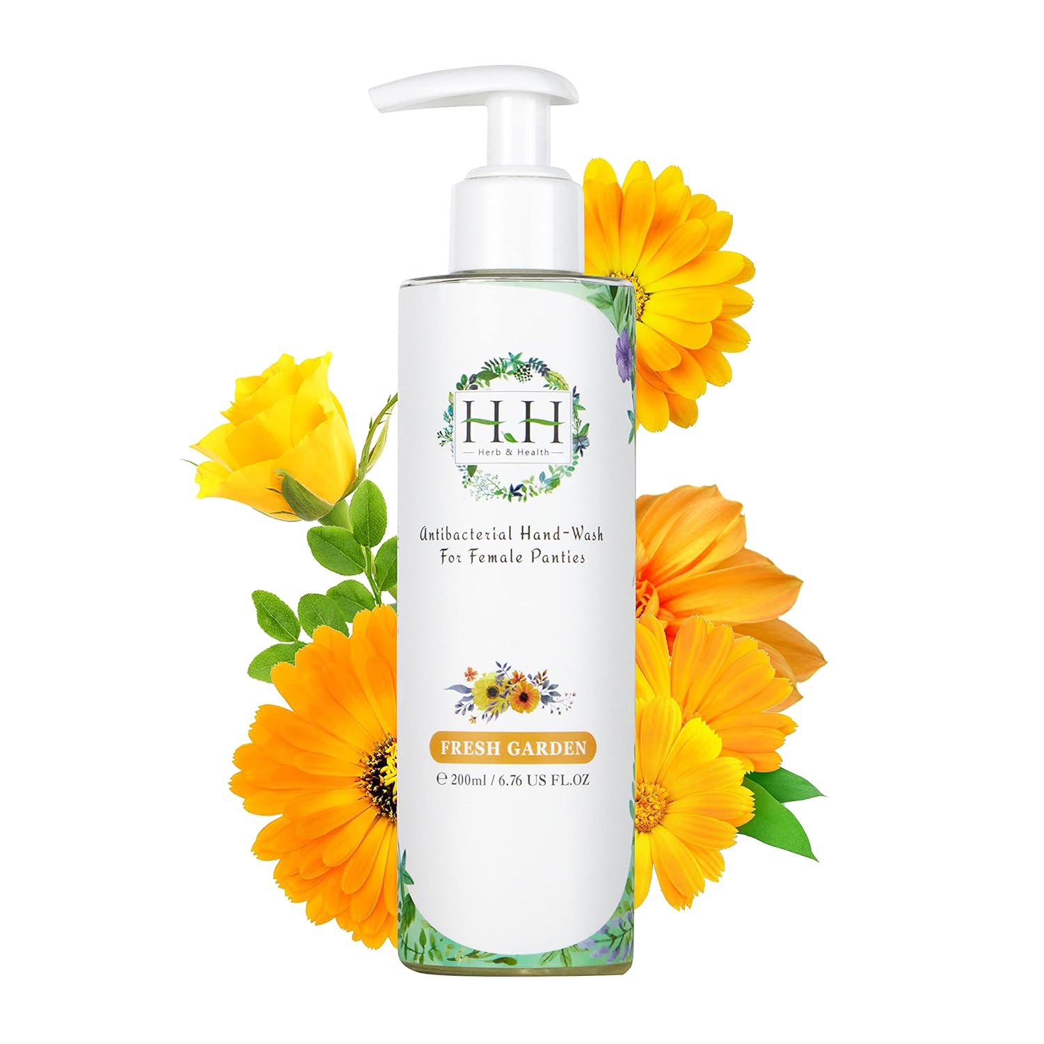 HH Herb & Health Underwear Wash, Enzyme Stain Remover for Panties Period Blood Discharge Sweat, Gentle pH7 Hand Wash Detergent for Sensitive Skin, No Bleach, Garden Scent
