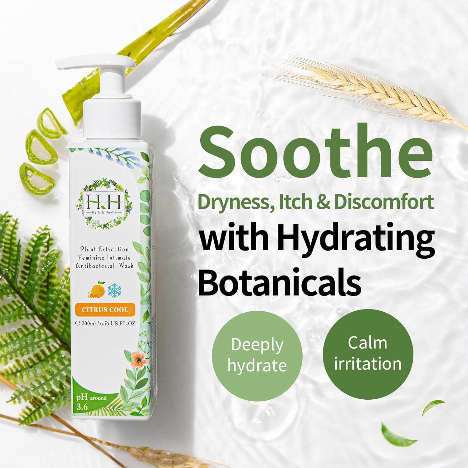 HH Herb & Health Feminine Wash and Underwear Stain Detergent Set, pH3.6 Intimate Cleanser with Cooling Sensation + Enzyme Hand Wash for Panties Period Blood Discharge,Care for Sensitive Skin