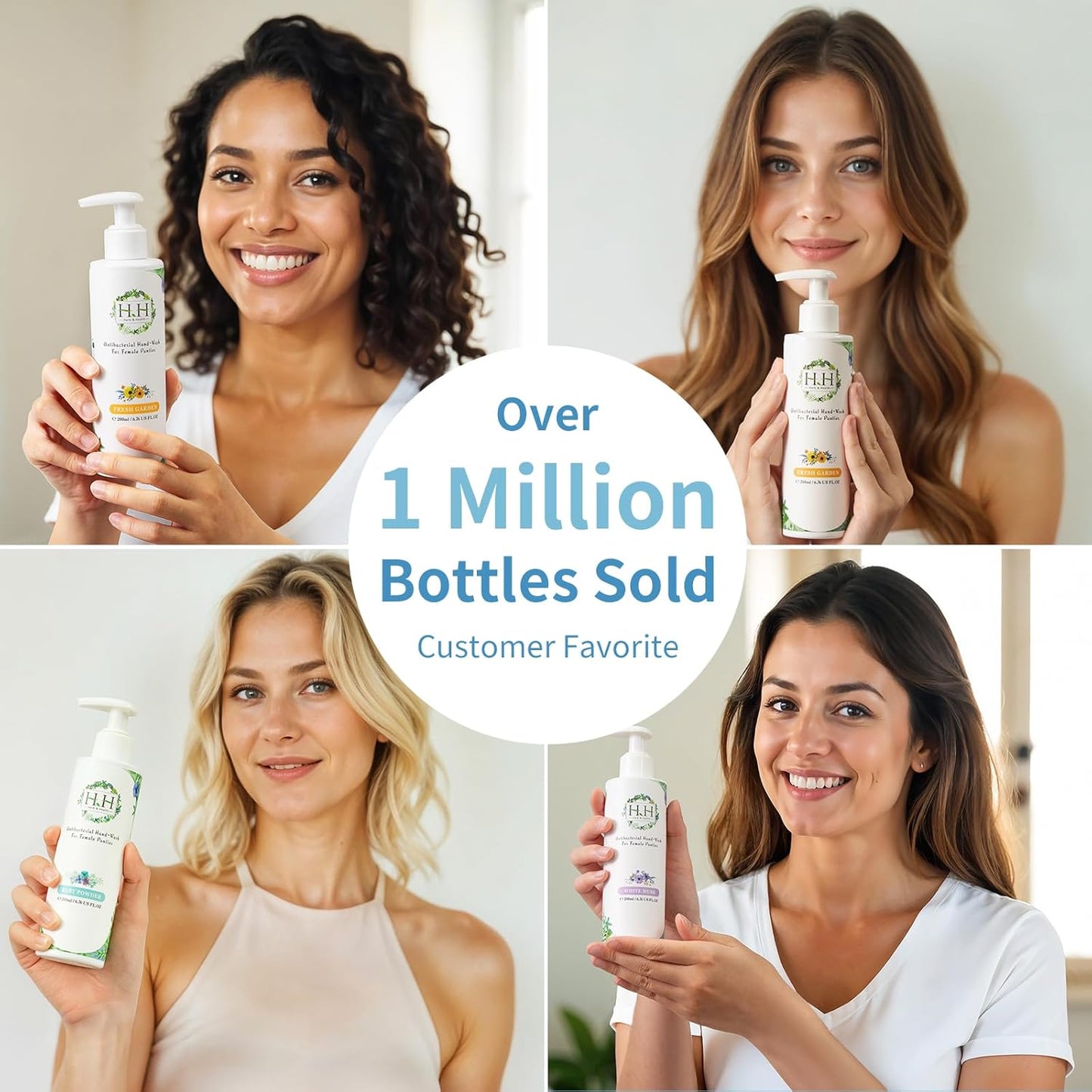 HH Herb & Health Underwear Wash, Enzyme Stain Remover for Panties Period Blood Discharge Sweat, Gentle pH7 Hand Wash Detergent for Sensitive Skin, No Bleach, Garden Scent